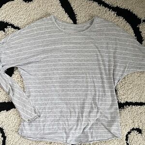 Frank & Eileen grey/white striped l/s tee XS